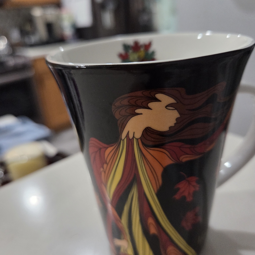 Art Nouveau Style Mug with Colorful Leaf Dancer Made In Canada